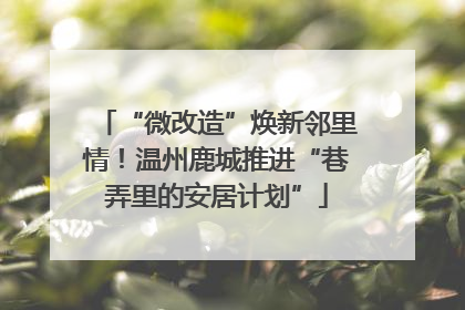 “微改造”焕新邻里情！温州鹿城推进“巷弄里的安居计划”