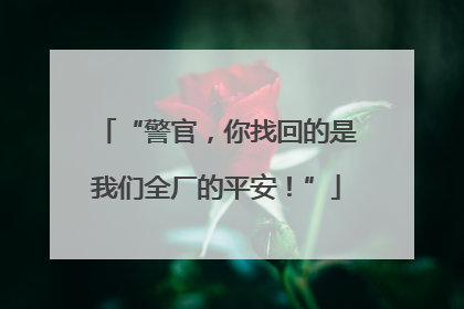 “警官，你找回的是我们全厂的平安！”