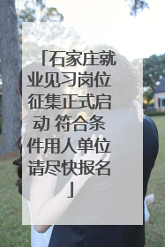 石家庄就业见习岗位征集正式启动 符合条件用人单位请尽快报名
