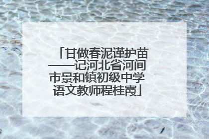 甘做春泥谨护苗——记河北省河间市景和镇初级中学语文教师程桂霞