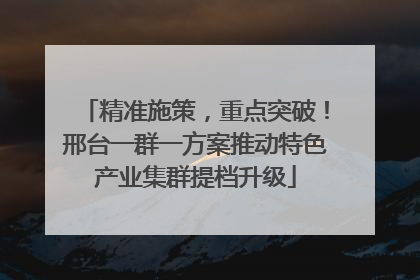 精准施策，重点突破！邢台一群一方案推动特色产业集群提档升级
