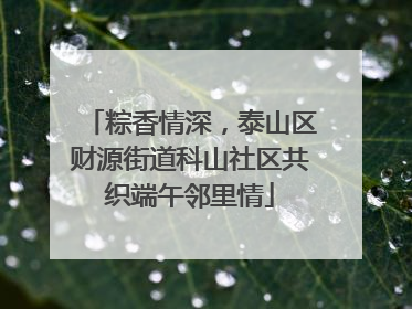 粽香情深，泰山区财源街道科山社区共织端午邻里情