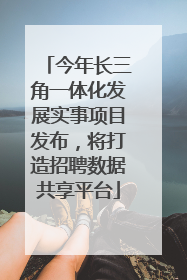 今年长三角一体化发展实事项目发布，将打造招聘数据共享平台