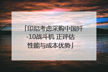 印尼考虑采购中国歼-10战斗机 正评估性能与成本优势
