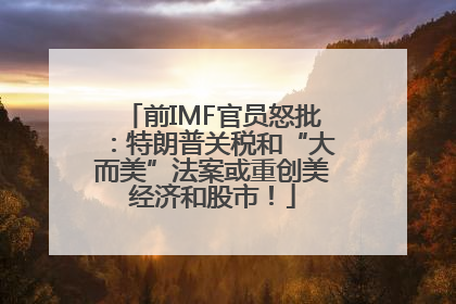 前IMF官员怒批：特朗普关税和“大而美”法案或重创美经济和股市！