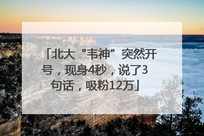北大“韦神”突然开号，现身4秒，说了3句话，吸粉12万