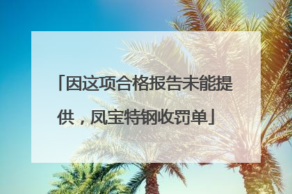因这项合格报告未能提供，凤宝特钢收罚单