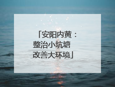 安阳内黄：整治小坑塘 改善大环境