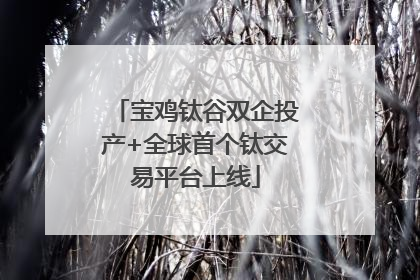 宝鸡钛谷双企投产+全球首个钛交易平台上线