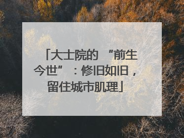 大士院的 “前生今世”：修旧如旧，留住城市肌理