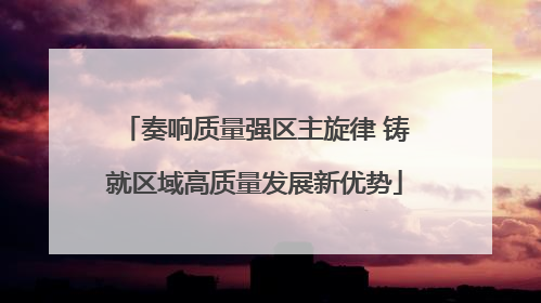 奏响质量强区主旋律 铸就区域高质量发展新优势