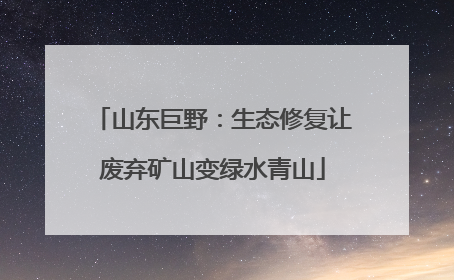 山东巨野：生态修复让废弃矿山变绿水青山