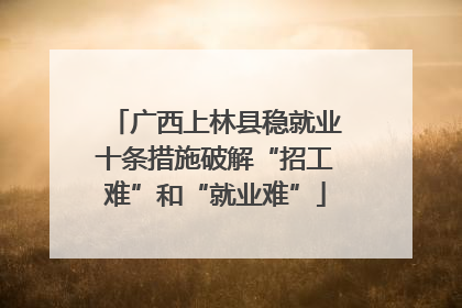 广西上林县稳就业十条措施破解“招工难”和“就业难”
