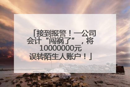 接到报警！一公司会计“闯祸了”，将10000000元误转陌生人账户！