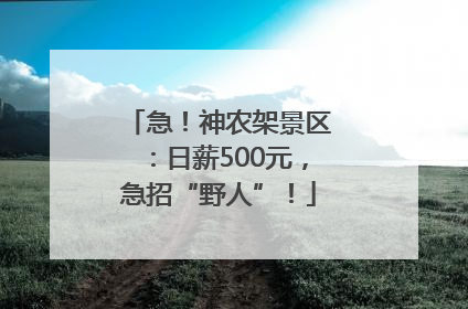 急！神农架景区：日薪500元，急招“野人”！