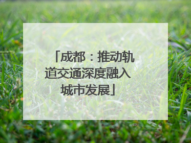 成都：推动轨道交通深度融入城市发展