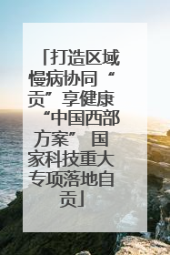 打造区域慢病协同“贡”享健康“中国西部方案” 国家科技重大专项落地自贡
