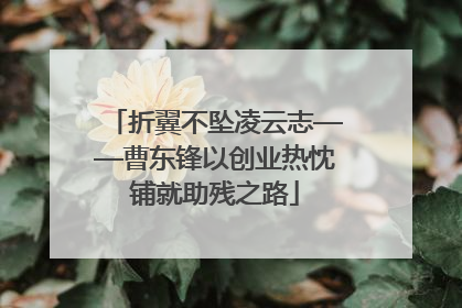 折翼不坠凌云志——曹东锋以创业热忱铺就助残之路