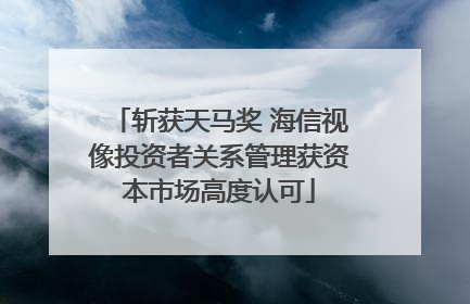 斩获天马奖 海信视像投资者关系管理获资本市场高度认可