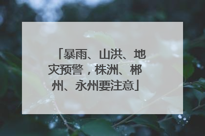 暴雨、山洪、地灾预警，株洲、郴州、永州要注意