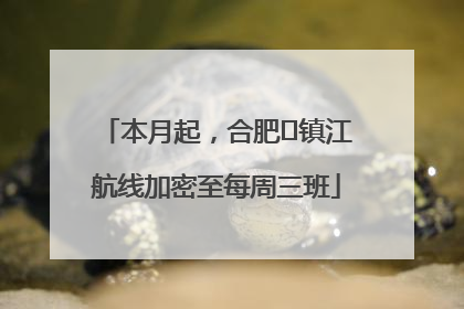 本月起，合肥⇋镇江航线加密至每周三班