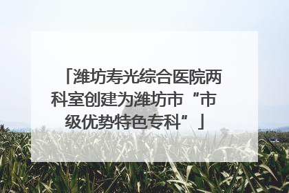 潍坊寿光综合医院两科室创建为潍坊市“市级优势特色专科”