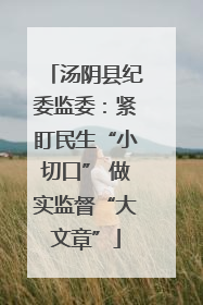 汤阴县纪委监委：紧盯民生“小切口” 做实监督“大文章”
