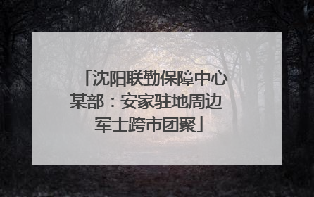 沈阳联勤保障中心某部：安家驻地周边 军士跨市团聚