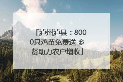 泸州泸县：8000只鸡苗免费送 乡贤助力农户增收