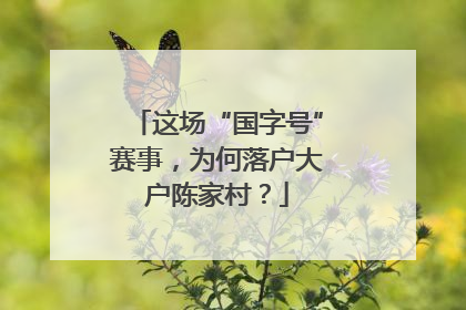这场“国字号”赛事，为何落户大户陈家村？