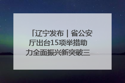 辽宁发布｜省公安厅出台15项举措助力全面振兴新突破三年行动决胜之战