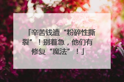 辛苦钱遭“粉碎性撕裂”！别着急，他们有修复“魔法”！