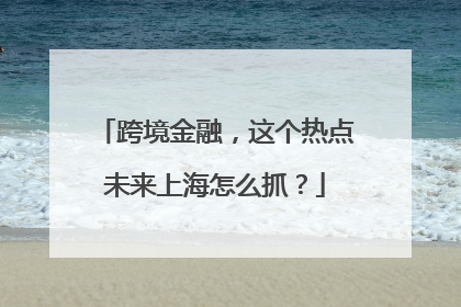 跨境金融，这个热点未来上海怎么抓？