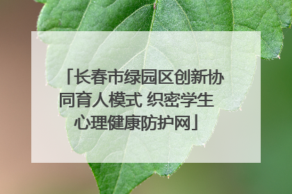 长春市绿园区创新协同育人模式 织密学生心理健康防护网
