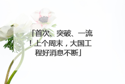 首次、突破、一流！上个周末，大国工程好消息不断