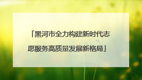 黑河市全力构建新时代志愿服务高质量发展新格局